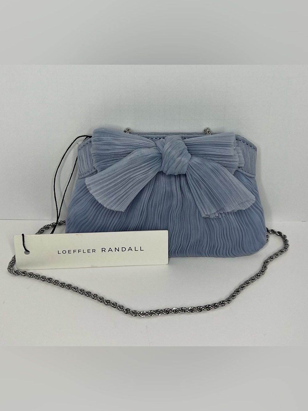 Loeffler Randall Rochelle Pleated Bow Clutch in Blue